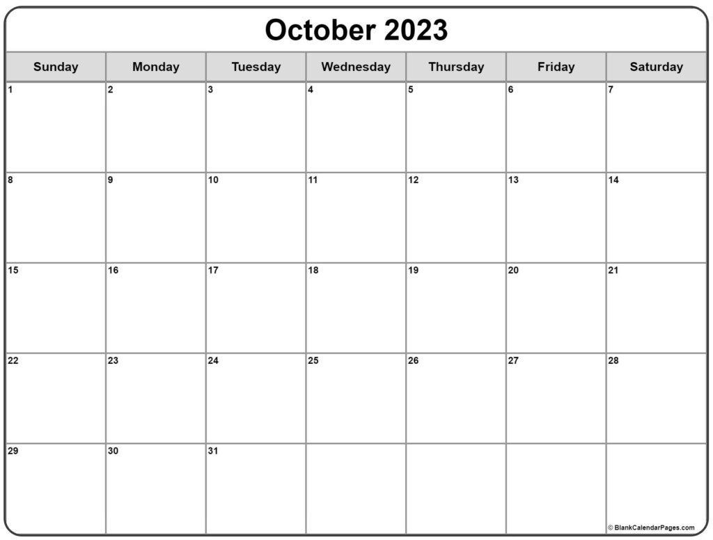 October 2023 Calendar Free Printable Calendar