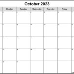 October 2023 Calendar Free Printable Calendar