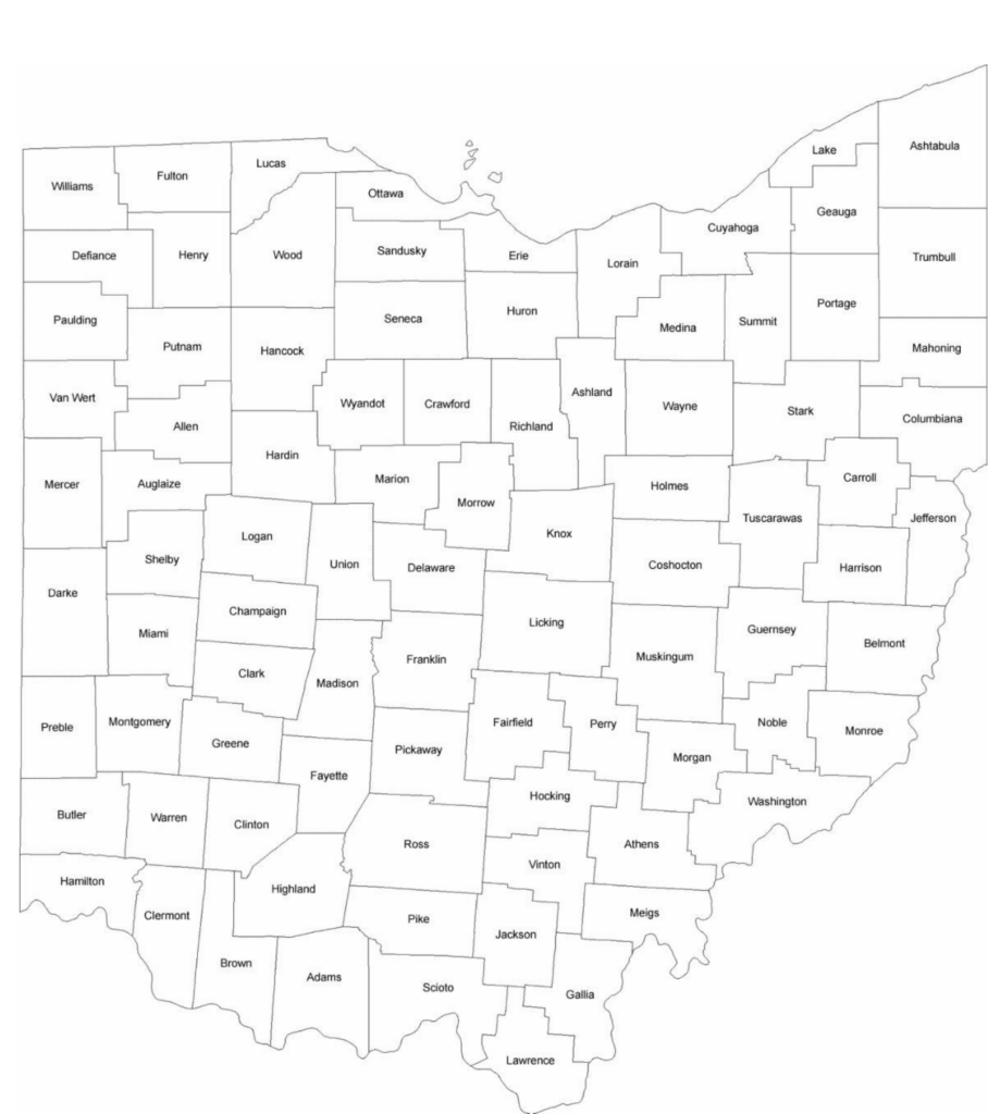 Ohio County Map With County Names Free Download