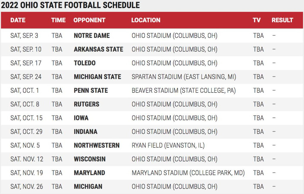 Ohio State Buckeyes Football Schedule 2023 Printable Freeprintableme 