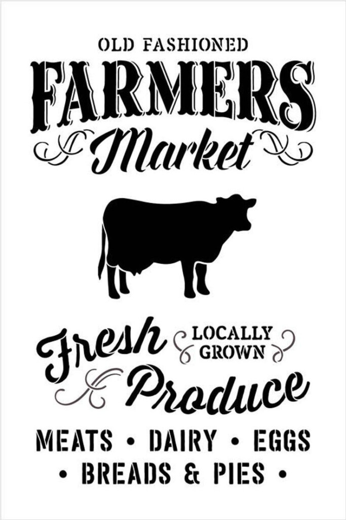 Old Fashioned Farmers Market Stencil By StudioR12 Fresh Produce 