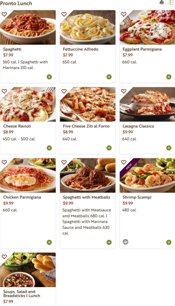 Olive Garden Menu And Specials