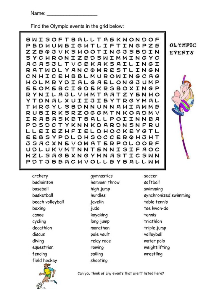 Olympic Events Word Search Kiddo Shelter Healthy Work Snacks Word 