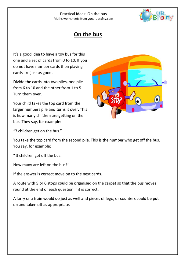 On The Bus Practical Ideas Maths Worksheets For Further Resources By 