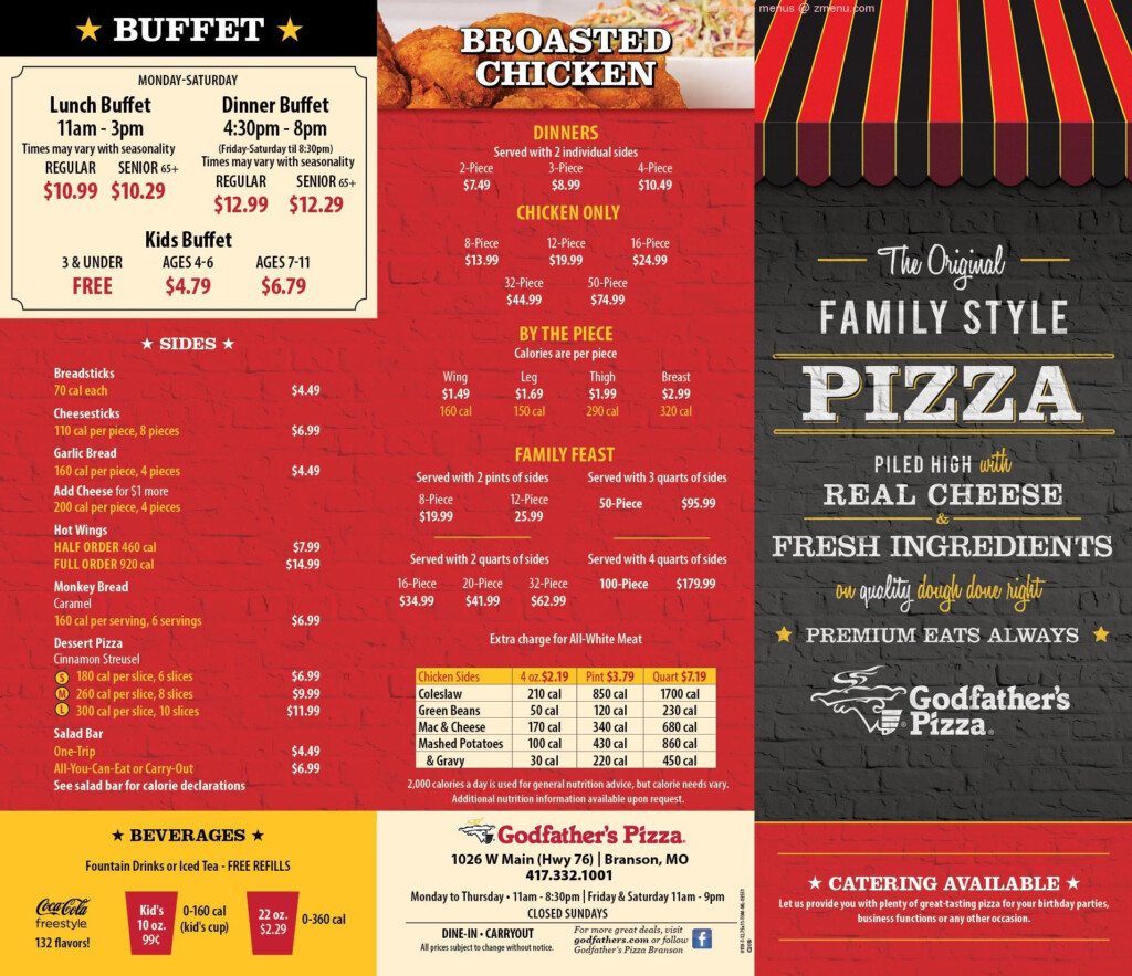 Online Menu Of Godfathers Pizza Restaurant Branson Missouri 65616 