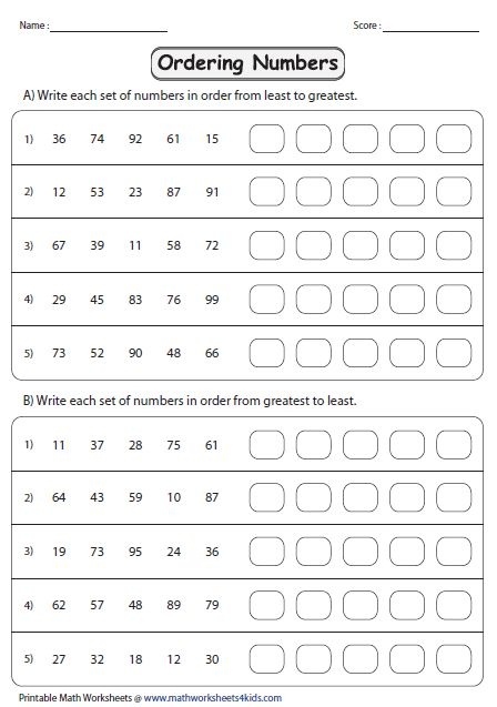 Ordering Numbers Worksheets Math Worksheets Mental Maths Worksheets 