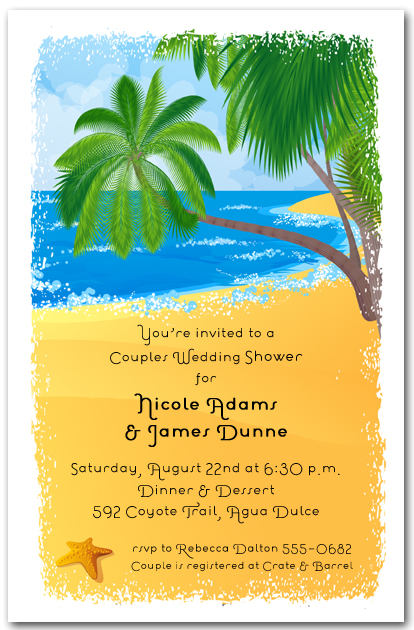 Palms On The Shore Tropical Invitations Beach Invitations Tropical 