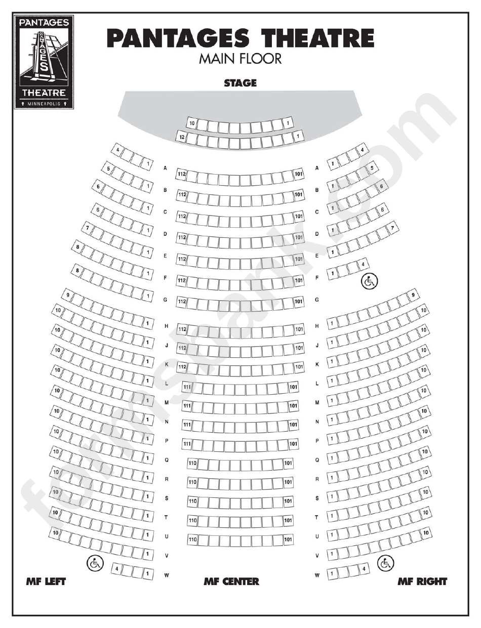 Pantages Theatre Seating Chart Printable Pdf Download FreePrintable.me