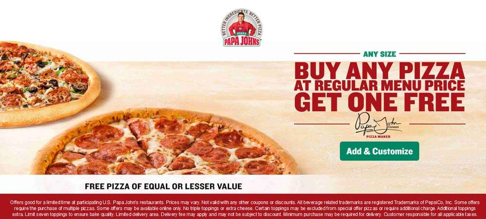 Papa Johns December 2020 Coupons And Promo Codes 