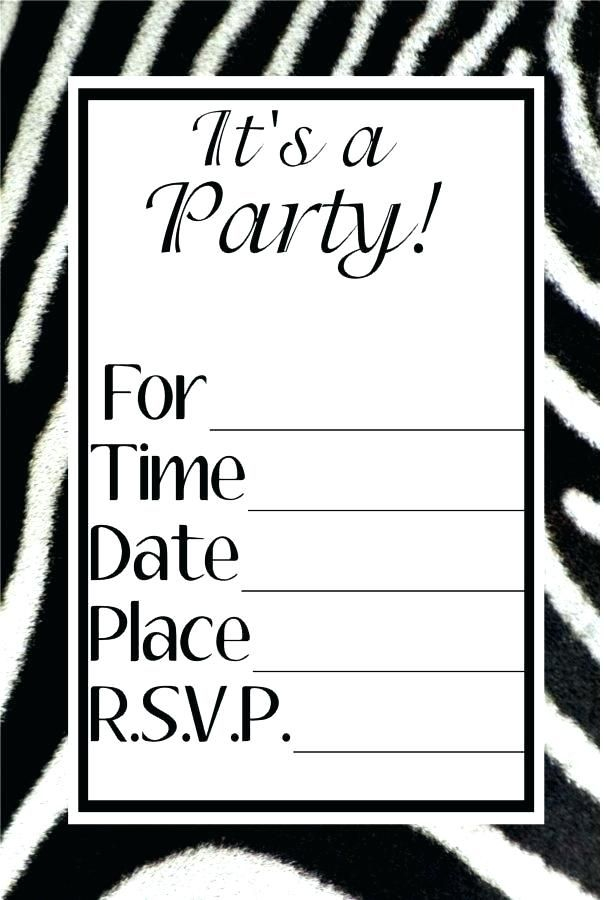 Party Invitation Templates Black And White Print Birthday Invitations