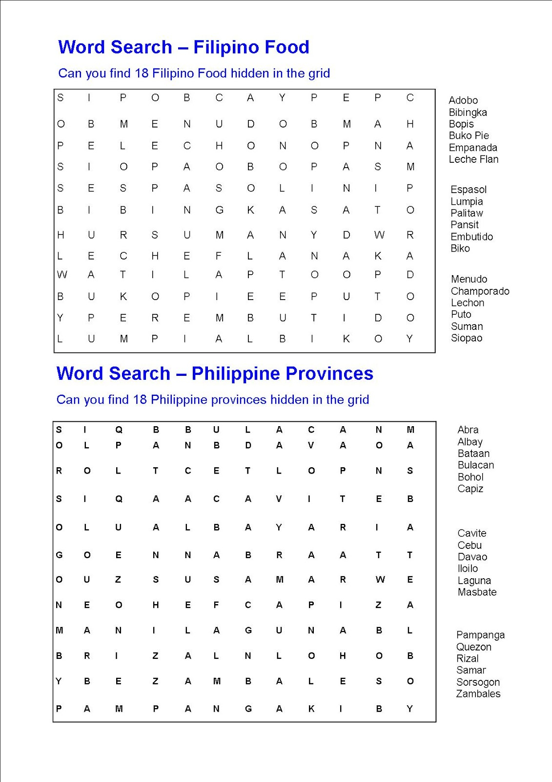 Penrith Filipino Gazette Online Word Search