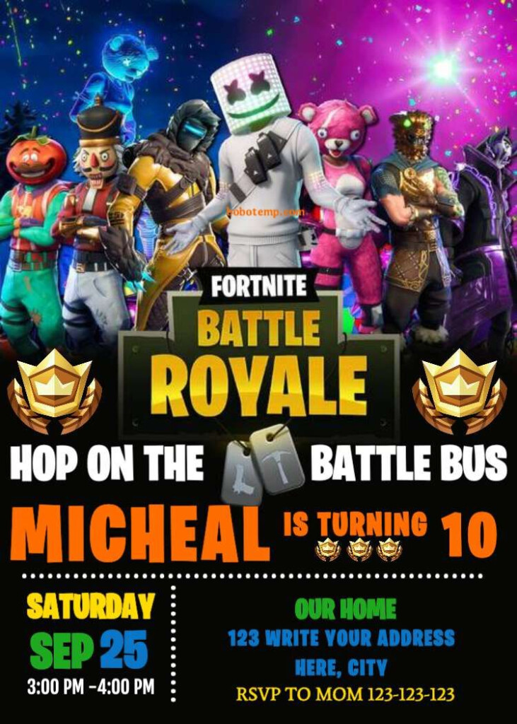 Personalize Editable DJ Marshmellow Fortnite Game Invitation Birthday 