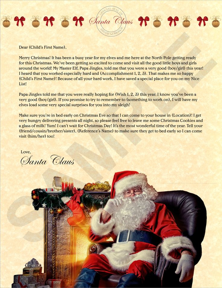 Personalized Letter From Santa Personalized Letters From Santa Santa 