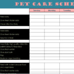 Pet Care Schedule My Excel Templates