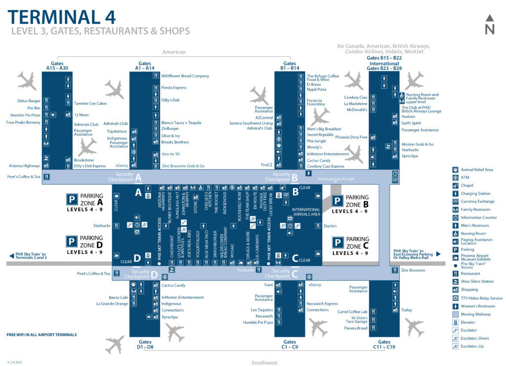 Phoenix Sky Harbor Airport Map PHX Printable Terminal Maps Shops 