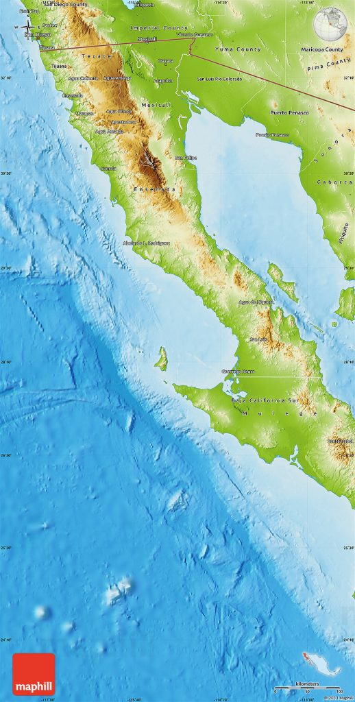 Physical Map Of Baja California Baja California Topographic Maps