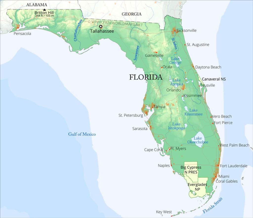 Physical Map Of Florida