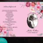 Pink Roses Printable Memorial Program Printable Funeral Etsy In 2021