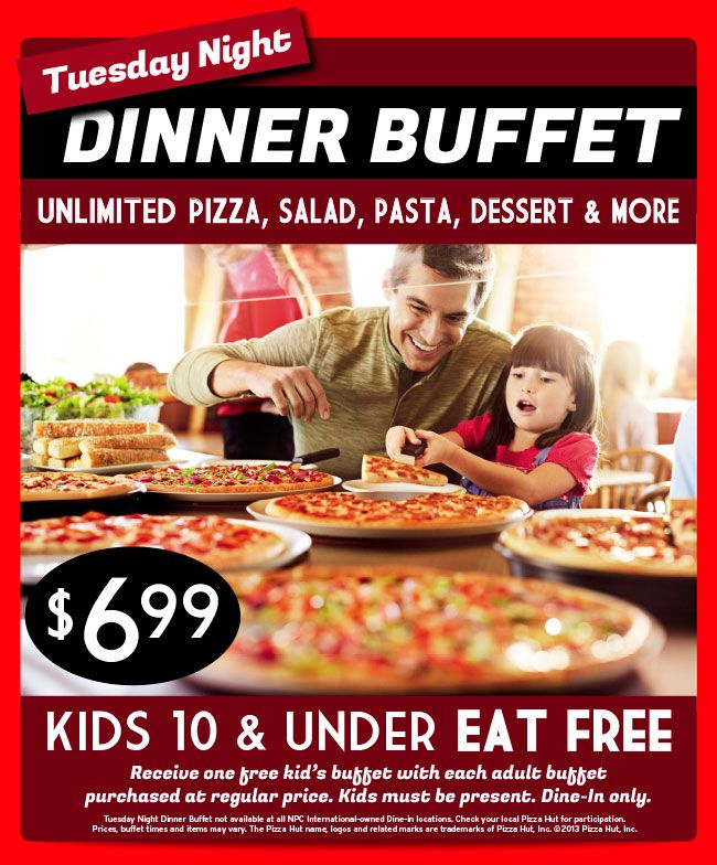 Pinned August 20th Free Kids Buffet With Yours Today At Pizza Hut