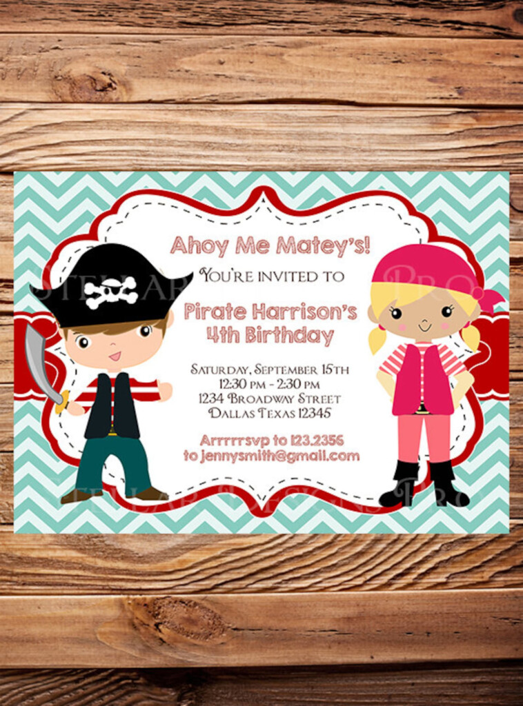 Pirate Birthday Party Invitation GIRL Boy Pirates Birthday Etsy