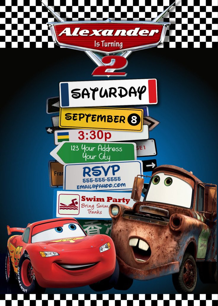 Pixar Cars Invitation Templates