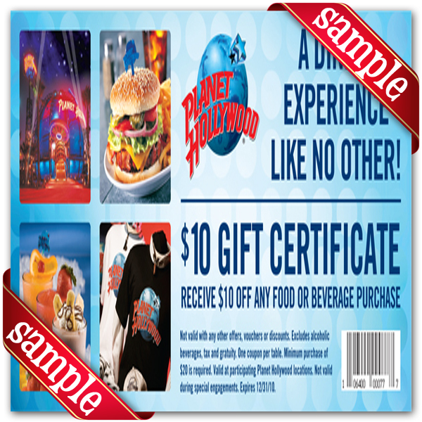 Planet Hollywood Free Printable Coupons