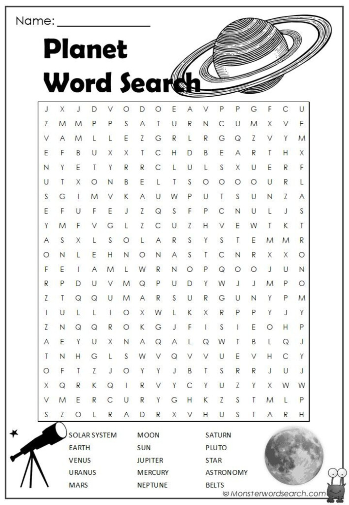 Planet Word Search Space Activities For Kids Worksheets For Kids 