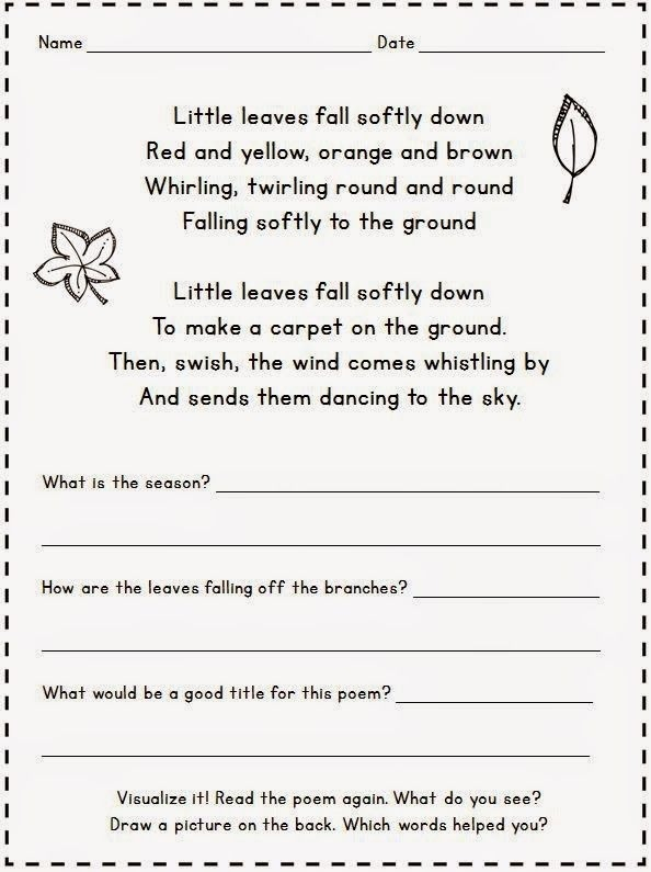 Poem Worksheets For 2nd Grade Worksheets Master