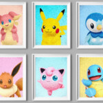 Pokemon Print Set Pokemon Decor Eevee Pikachu Audino Game Room Etsy