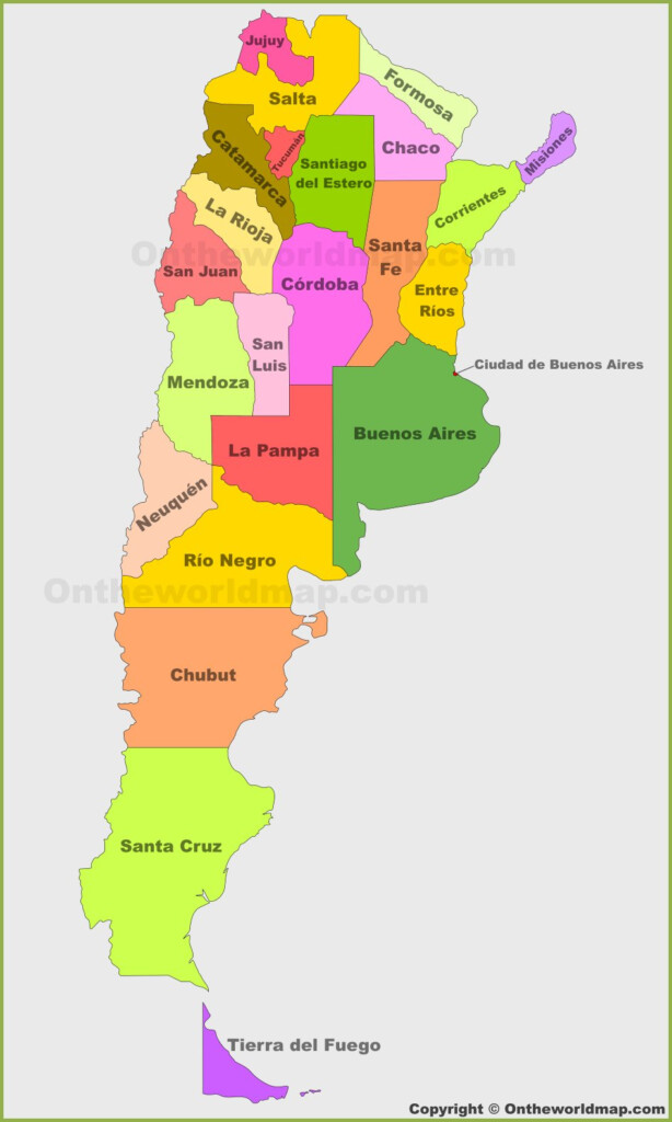 Political Map Of Argentina With Provinces