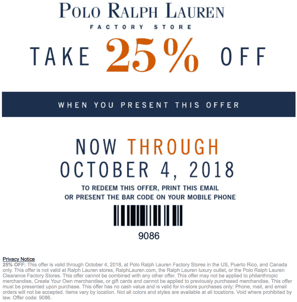 Polo Ralph Lauren Printable Coupons FreePrintable.me