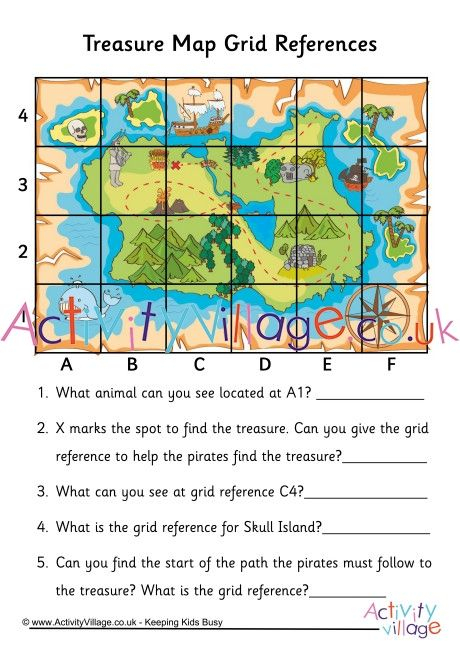 Practice Grid References With This Fun Treasure Map Worksheet Map 