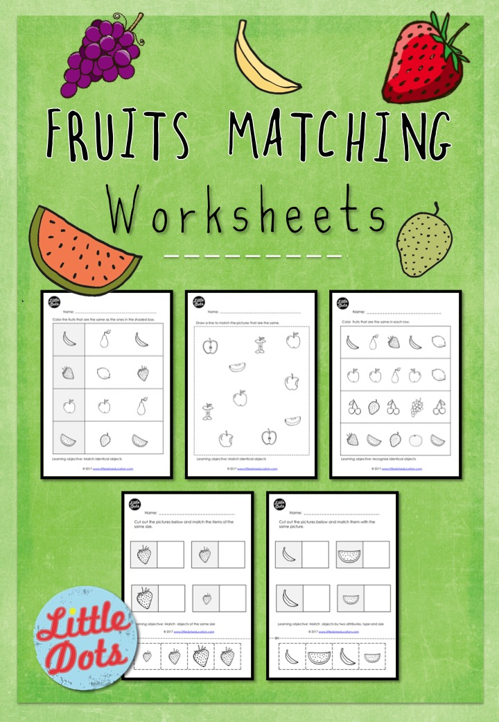 Preschool Fruits Theme Matching Worksheets And Activities Little Dots 
