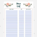 Price List Price Chart Handmade Business Printable Craft Etsy UK