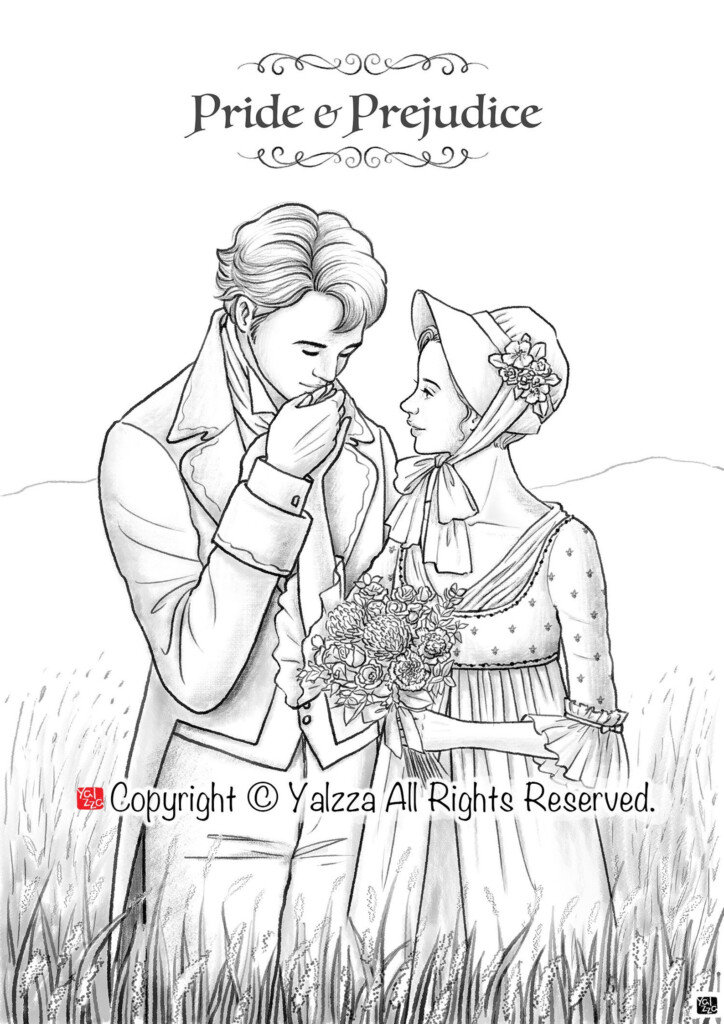 Pride Prejudice Adult Colouring Page Printable Colouring Etsy