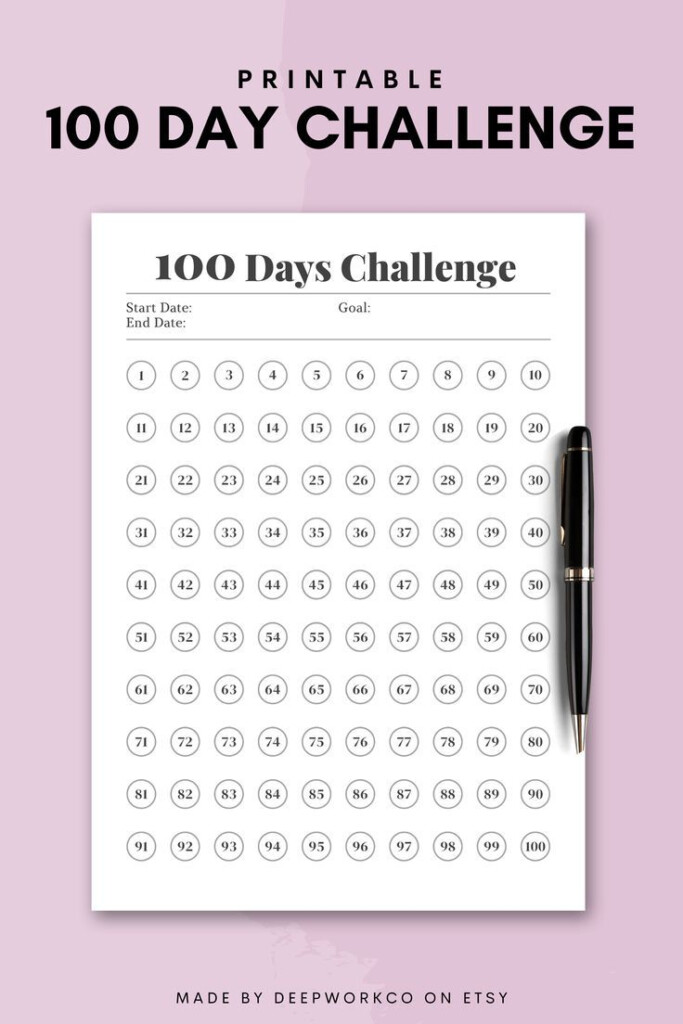 Printable 100 Day Habit Tracker 100 Days Challenge Minimal Habit 