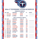 Printable 2016 2017 Tennessee Titans Schedule