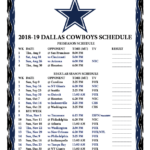 Printable 2018 2019 Dallas Cowboys Schedule