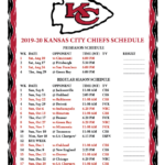 Printable 2019 2020 Kansas City Chiefs Schedule