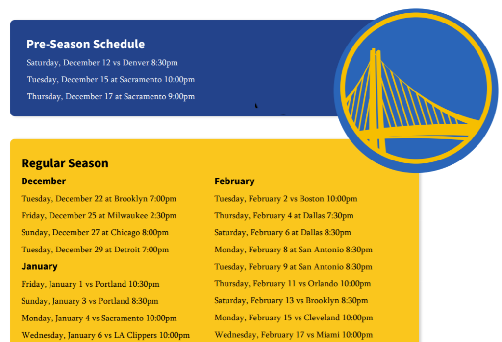 Golden State Warriors Printable Schedule 2023 20 FreePrintable.me