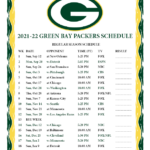 Printable 2021 2022 Green Bay Packers Schedule