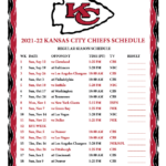 Printable 2021 2022 Kansas City Chiefs Schedule