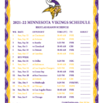 Printable 2021 2022 Minnesota Vikings Schedule