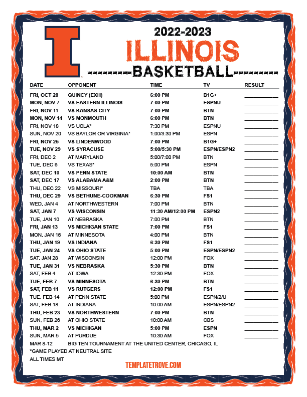 Ohio State Basketball Schedule 2023 22 Printable FreePrintable.me