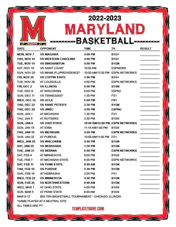 Ohio State Basketball Schedule 2023 22 Printable FreePrintable.me