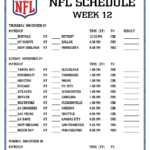 Printable 2022 2023 NFL Schedule Week 12