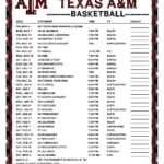 Printable 2022 2023 Texas A M Aggies Basketball Schedule