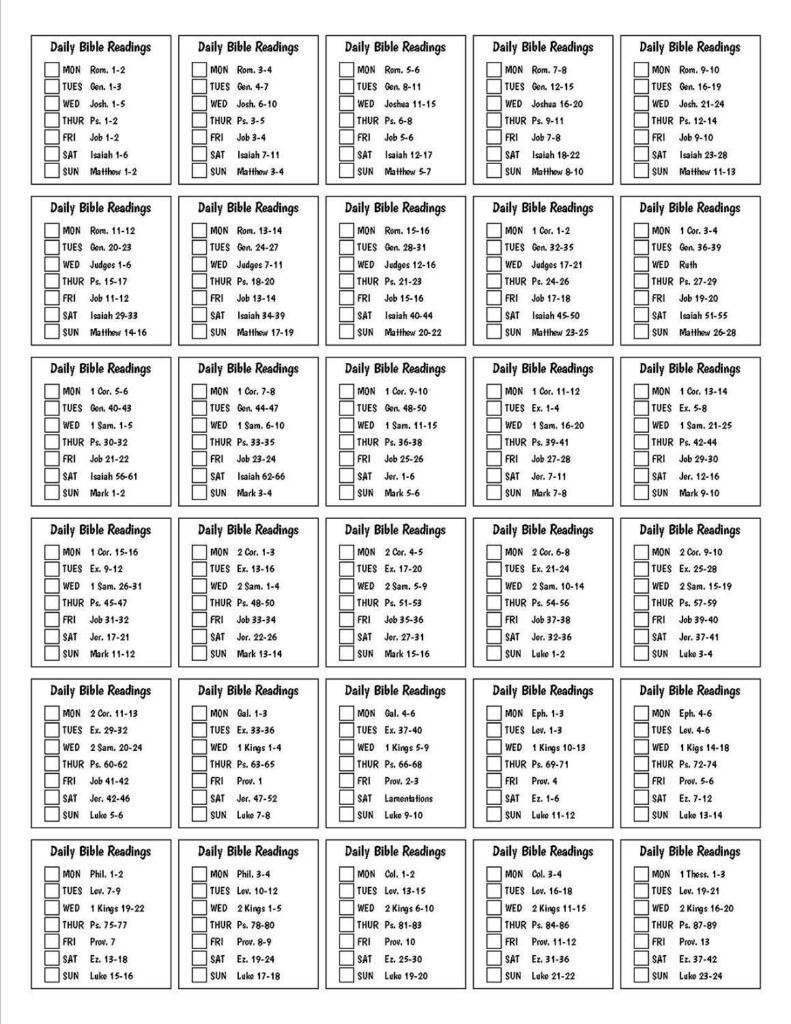 Printable Bible Reading Plan Weekly By Section