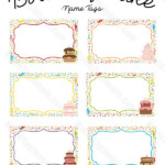 Printable Birthday Cake Name Tags Name Tags Birthday Tags Printable