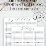 Printable Birthday Tracker Birthday Tracker Important Dates Lettering